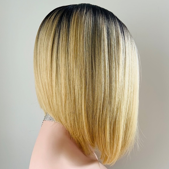 Gorgeous Blonde Angled Bob Lace Front Synthetic Wig - Picture 3 of 5